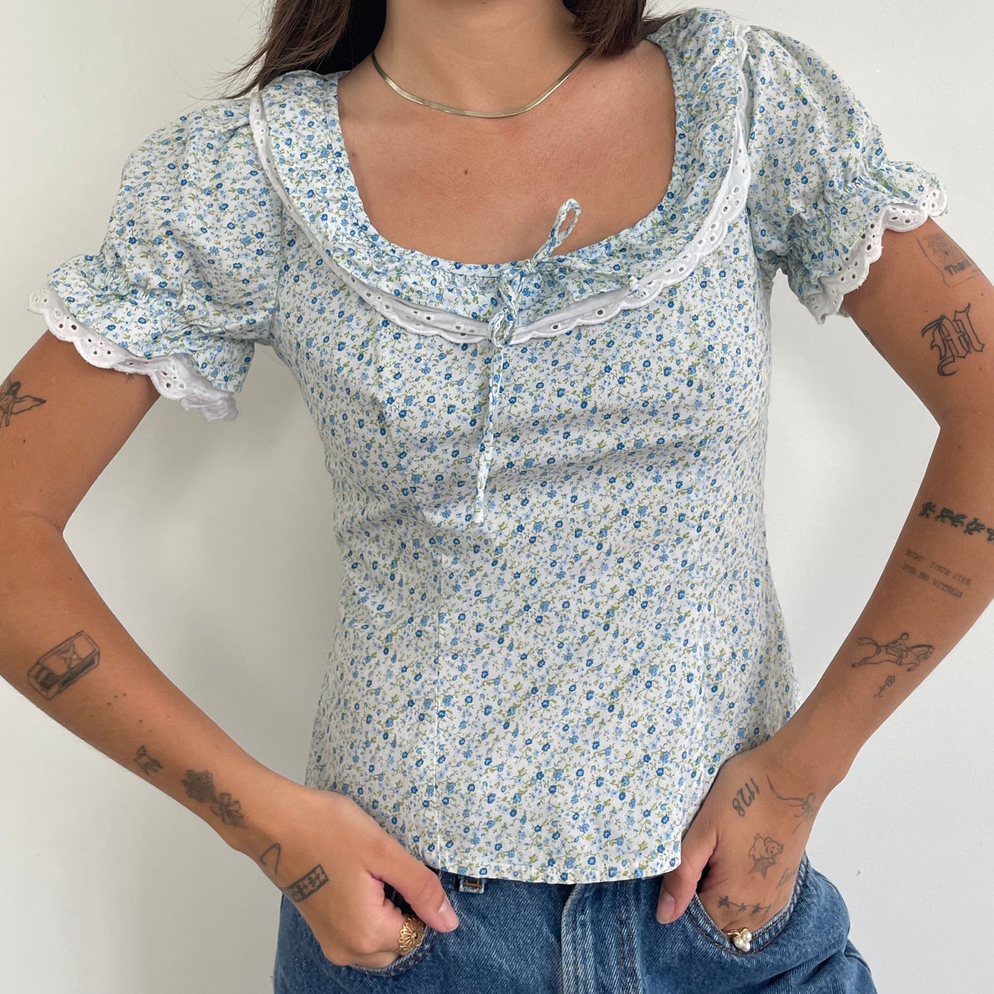 floral puff sleeve blouse
