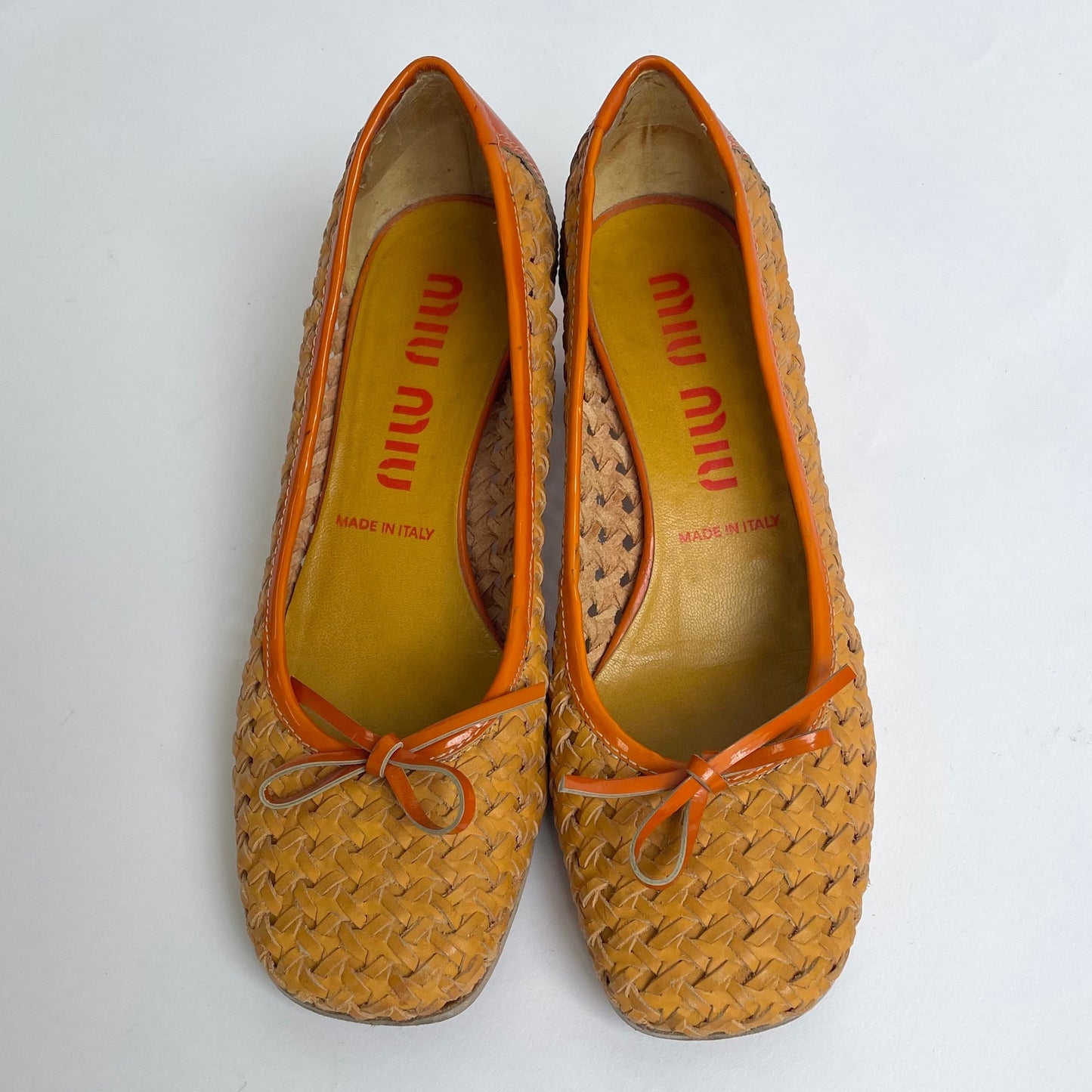 miu miu woven ballet heels