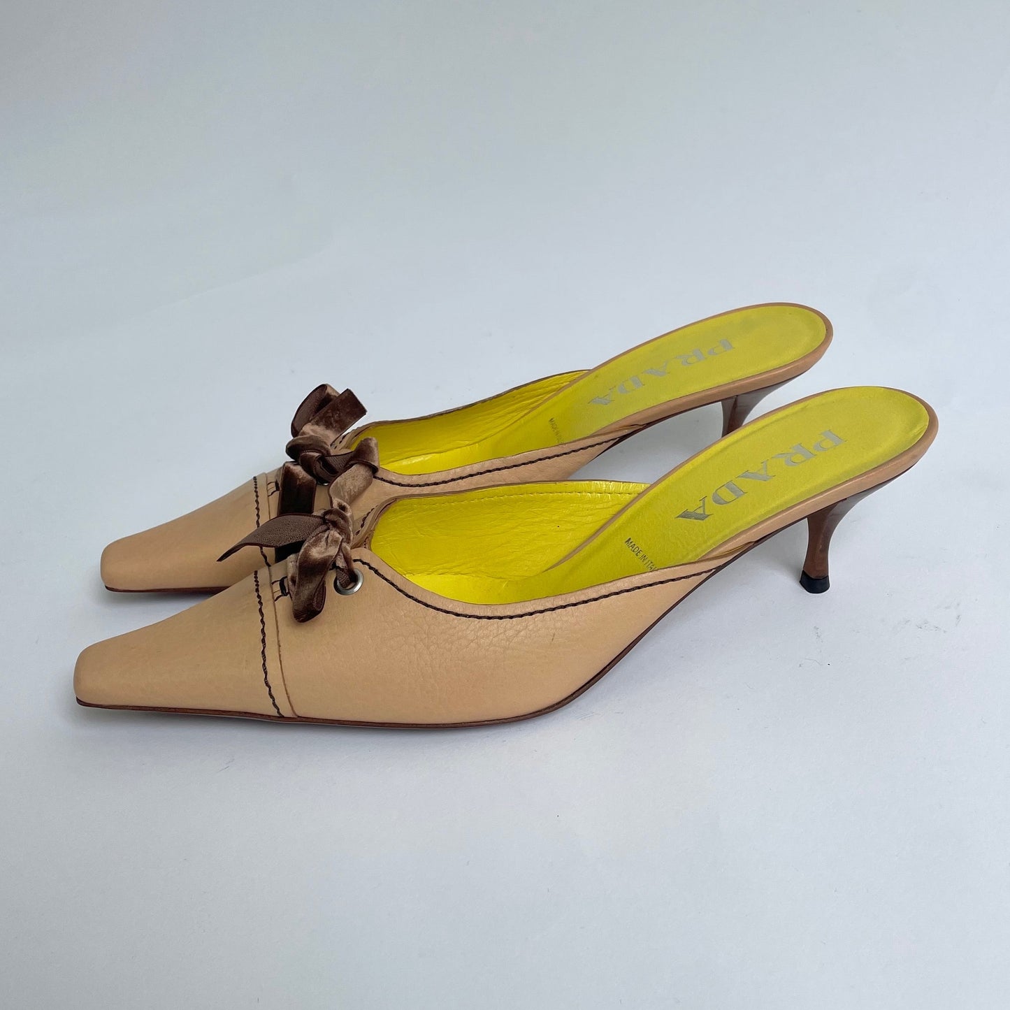 prada velvet bow kitten heels
