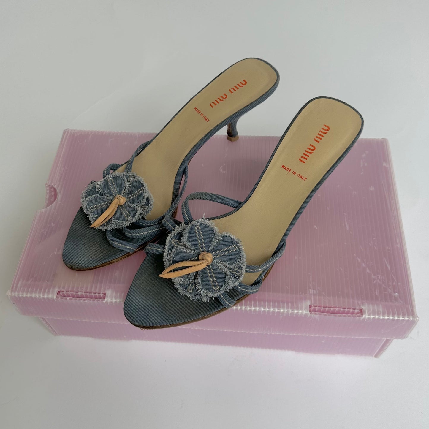 miu miu denim sandals