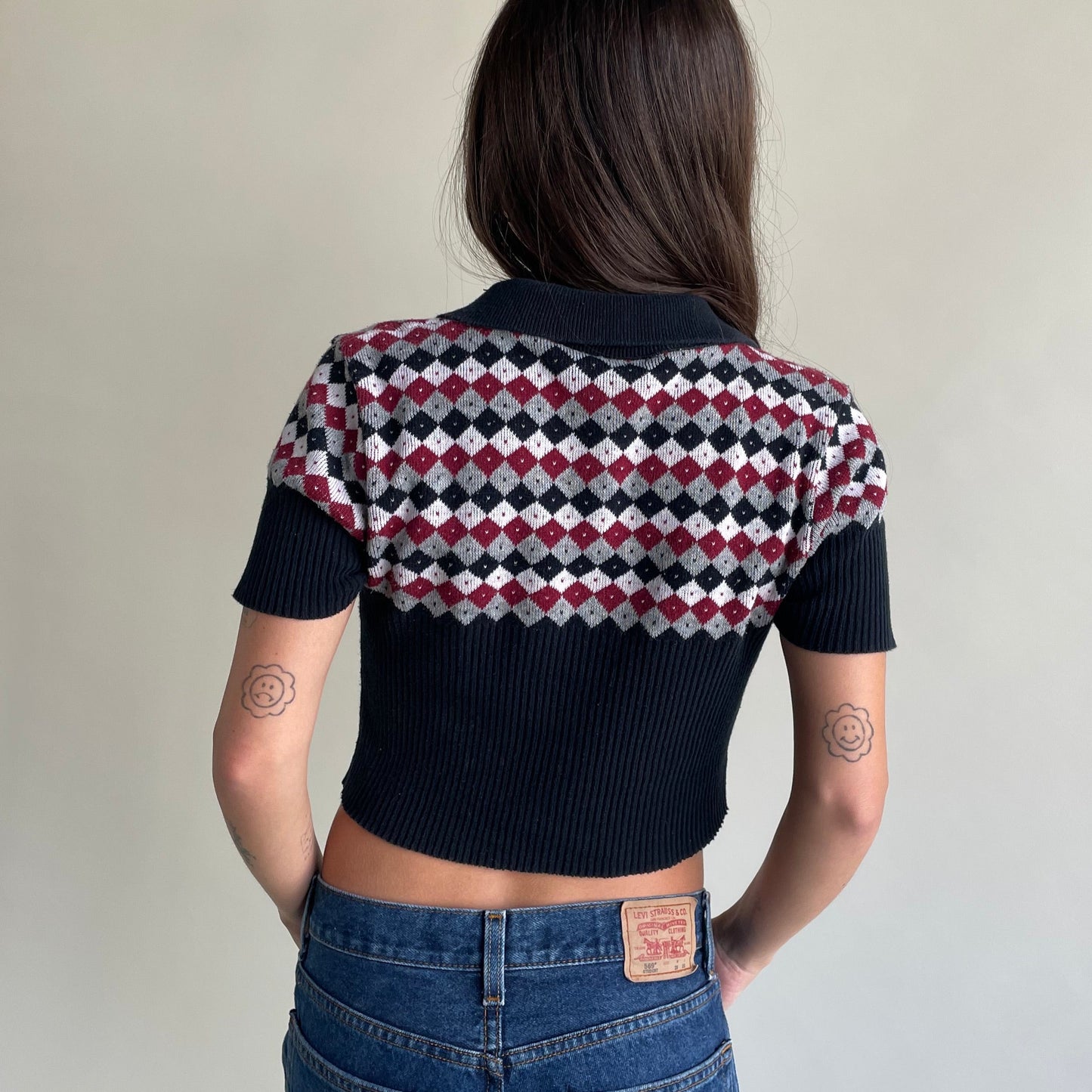 argyle knit top