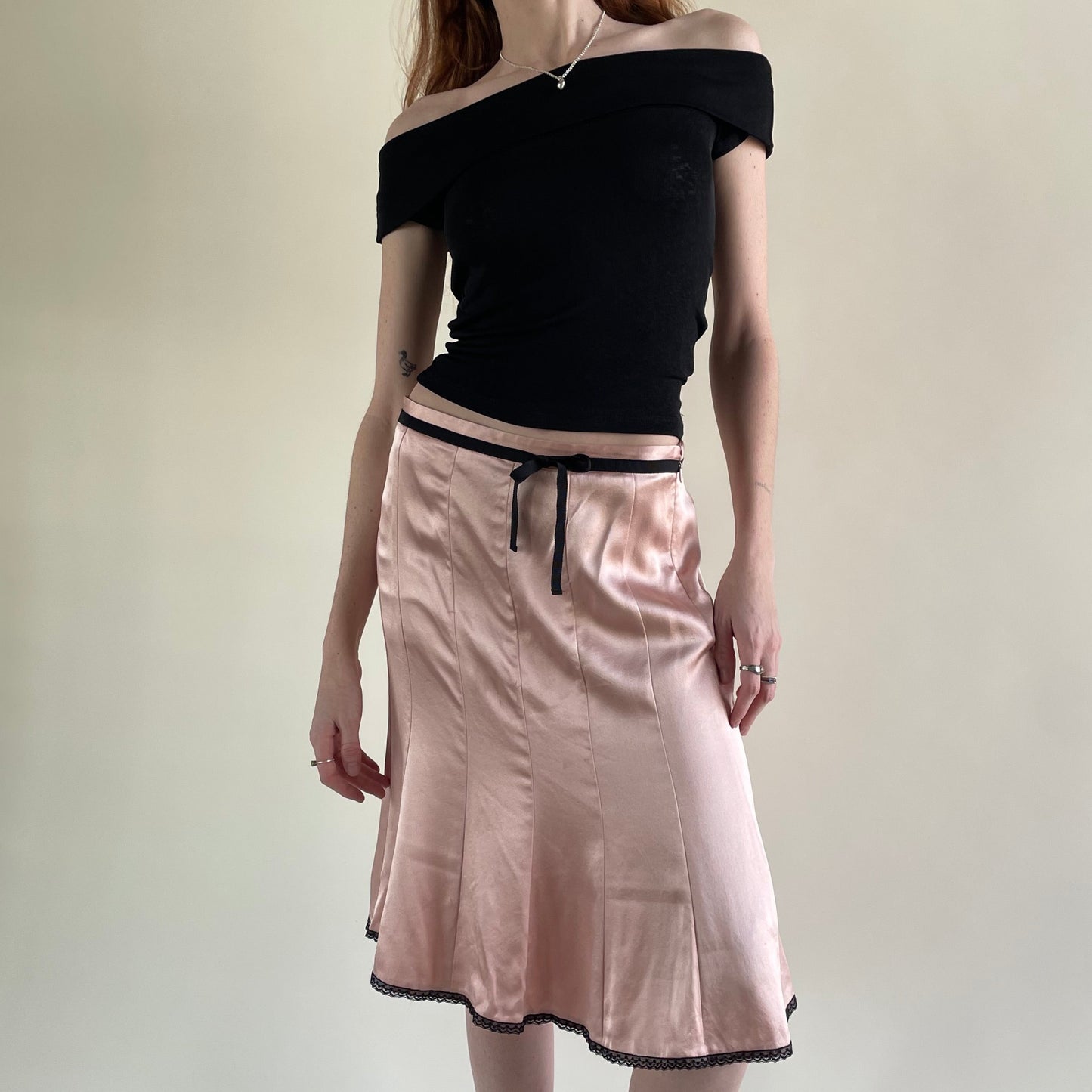express pink silk skirt