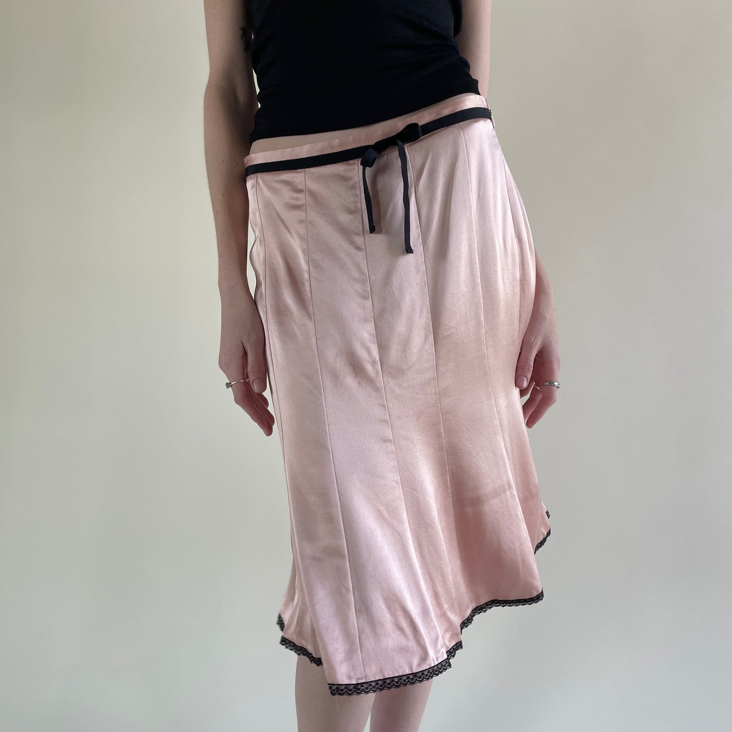 express pink silk skirt