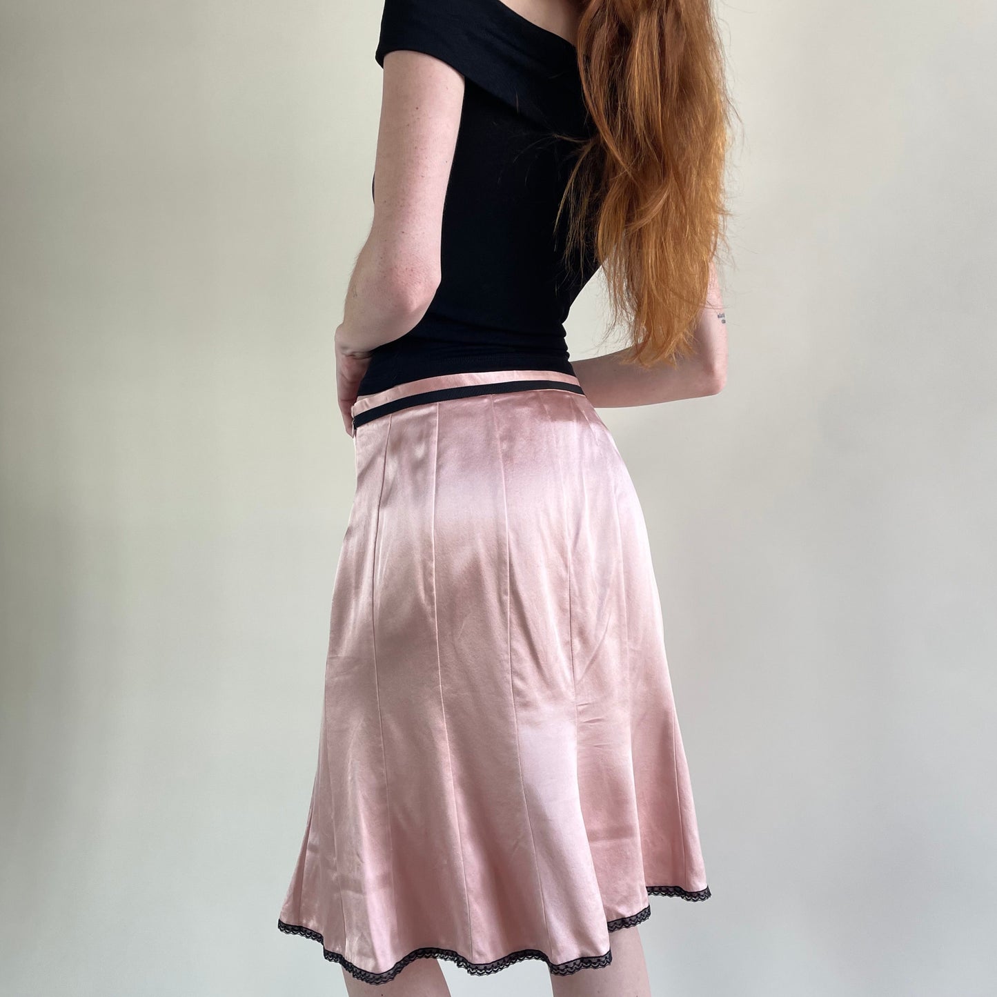 express pink silk skirt