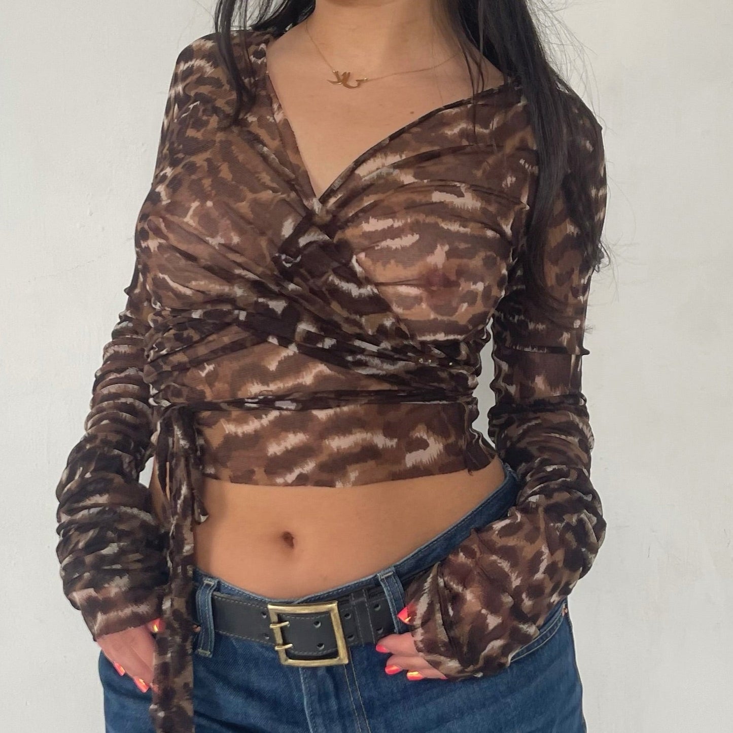 leopard wrap top