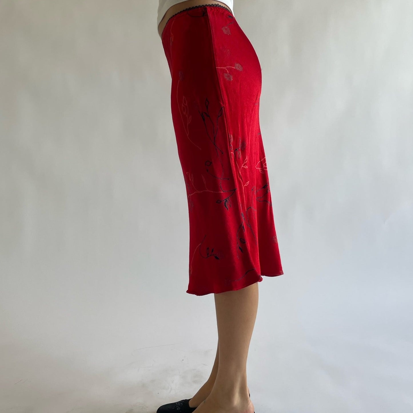 red midi skirt