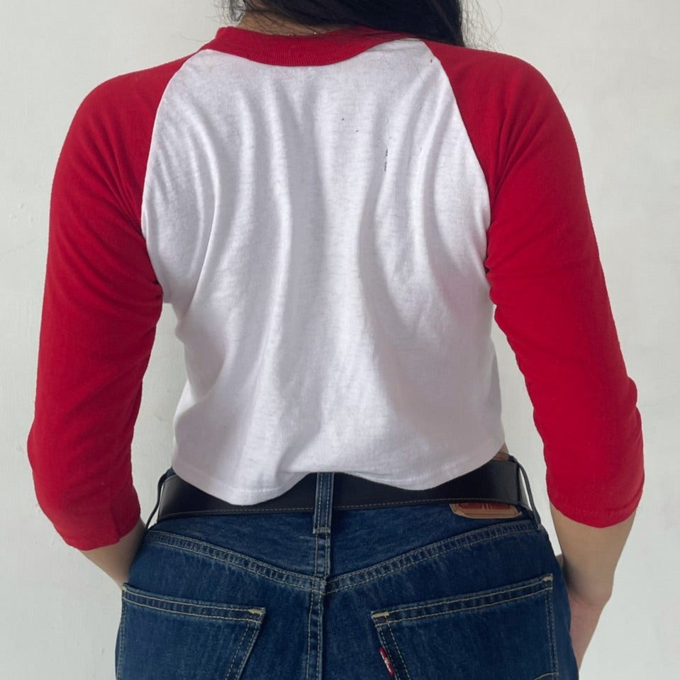 red baseball tee