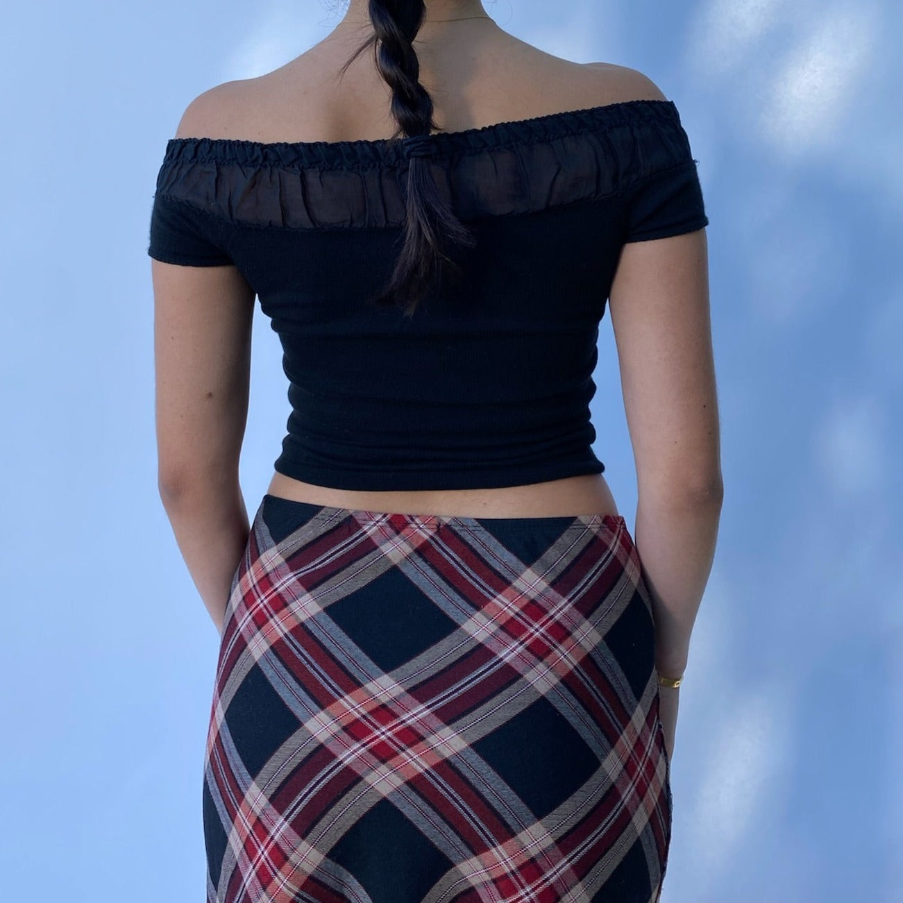 blumarine off the shoulder top