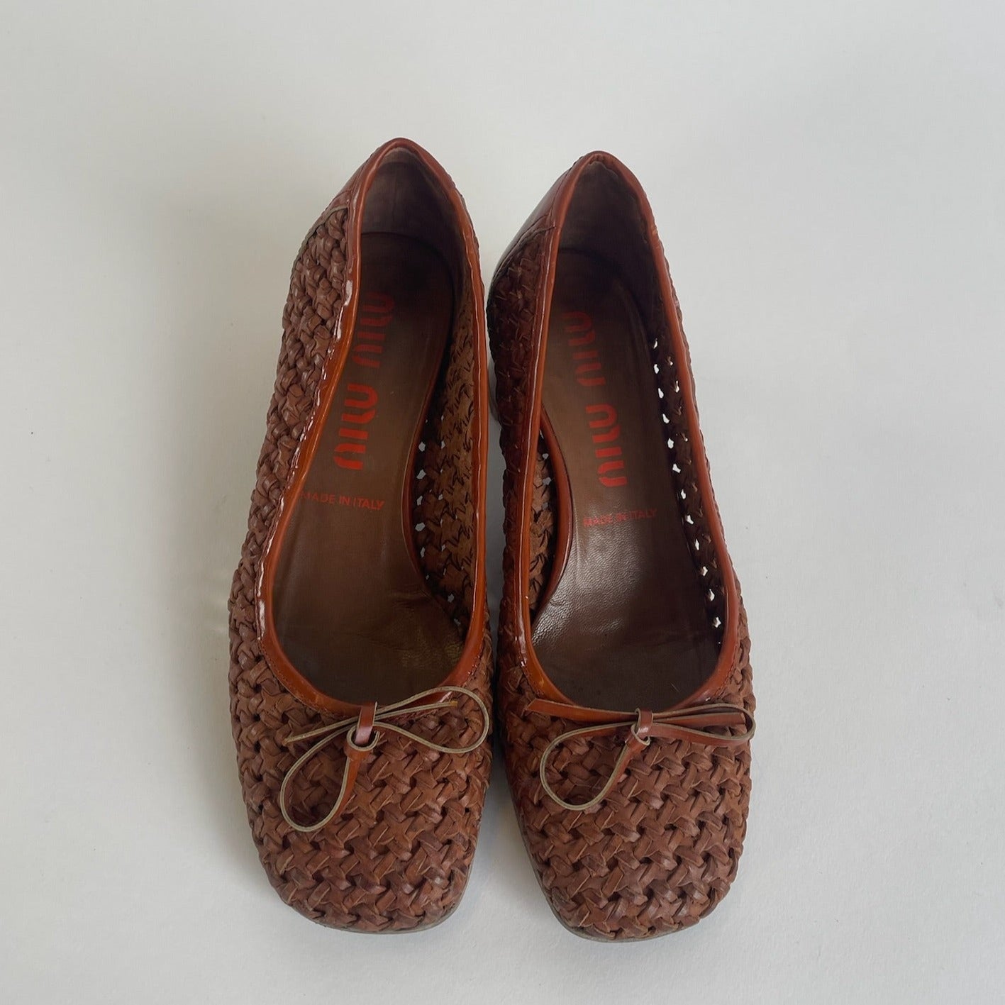 woven miu miu heels