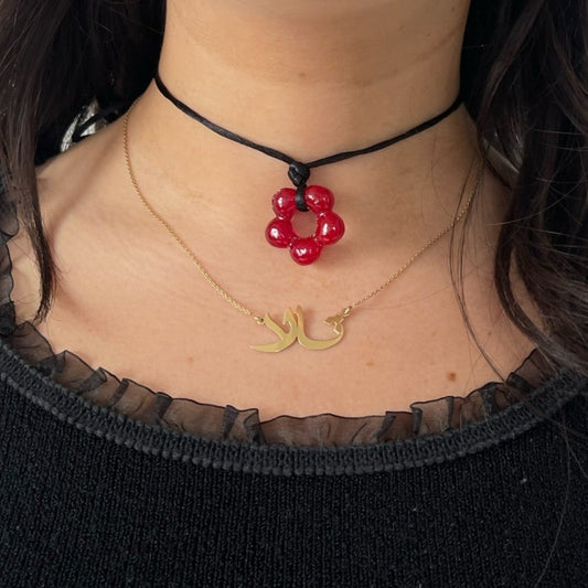 red flower choker