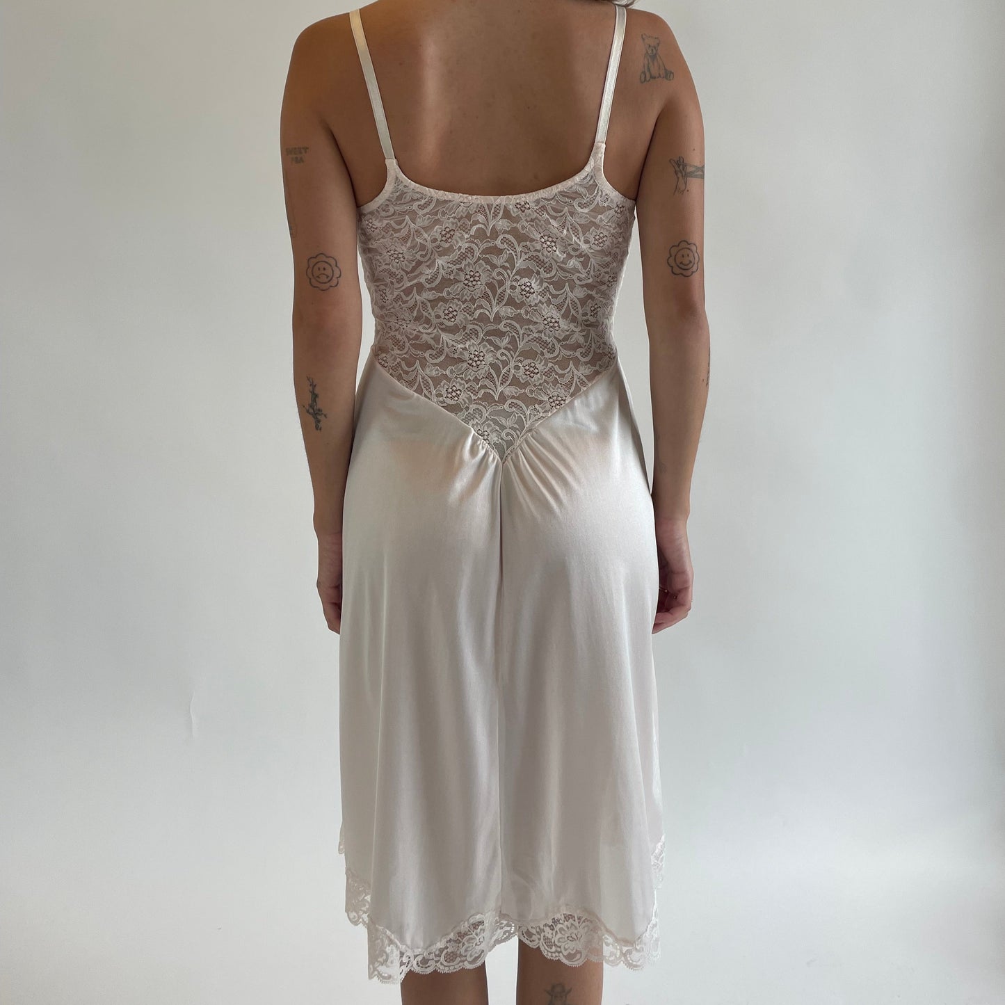pink lace slip dress