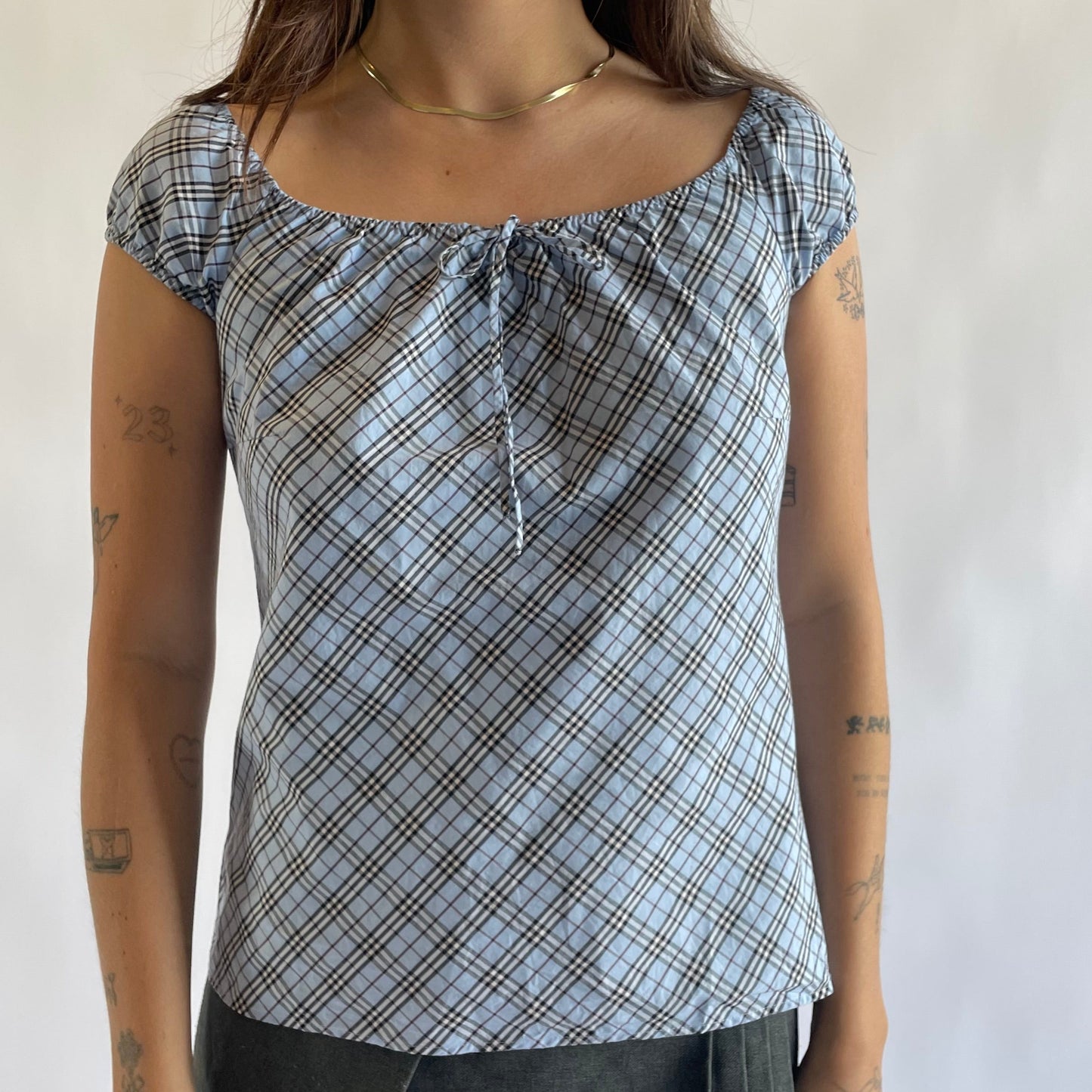 burberry blue babydoll top