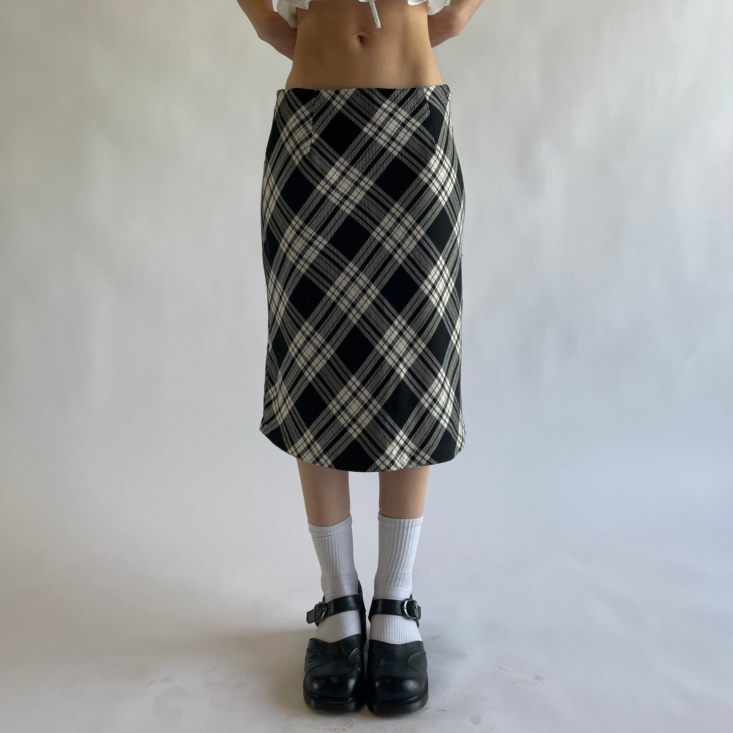 black & white plaid skirt