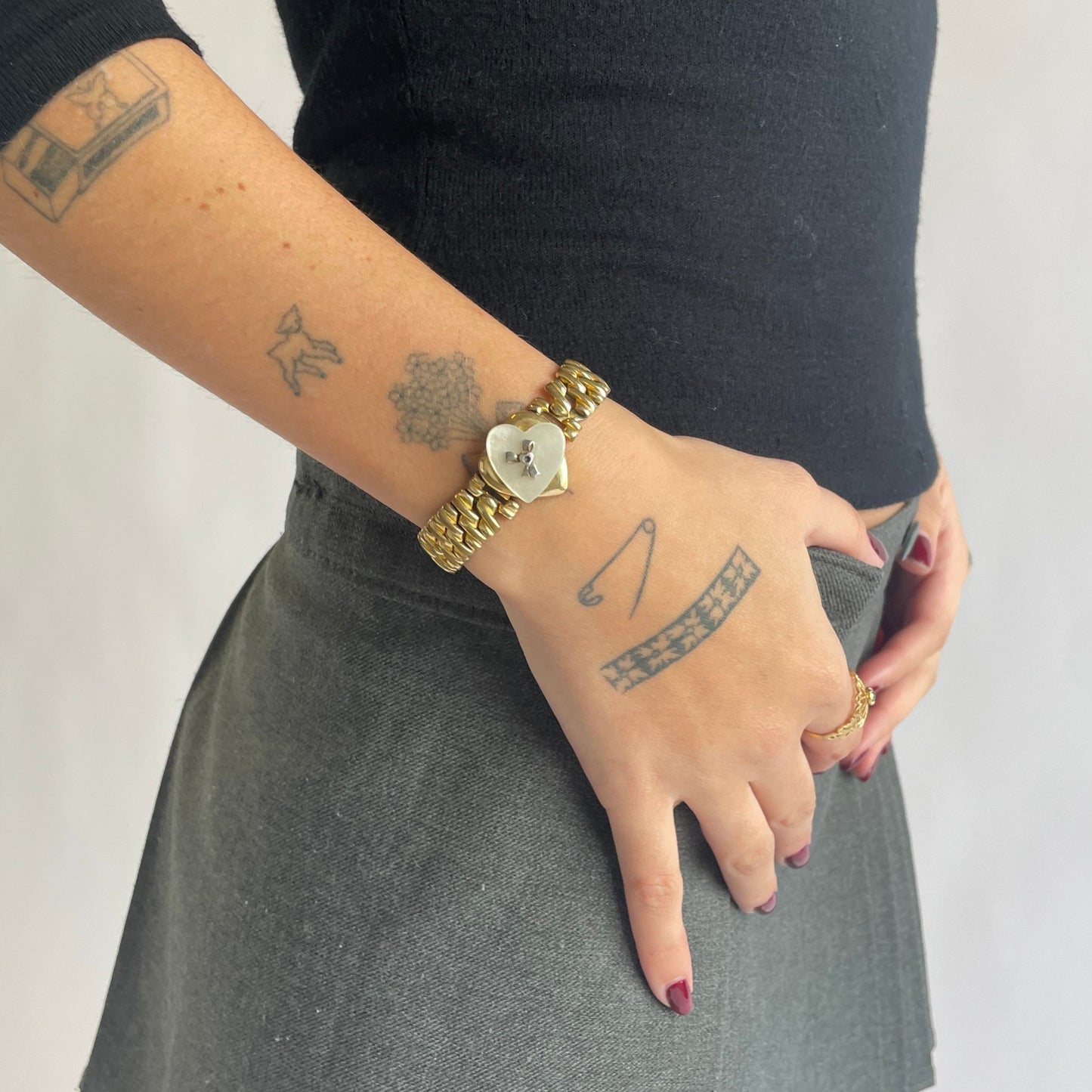 gold fill bow stretch bracelet