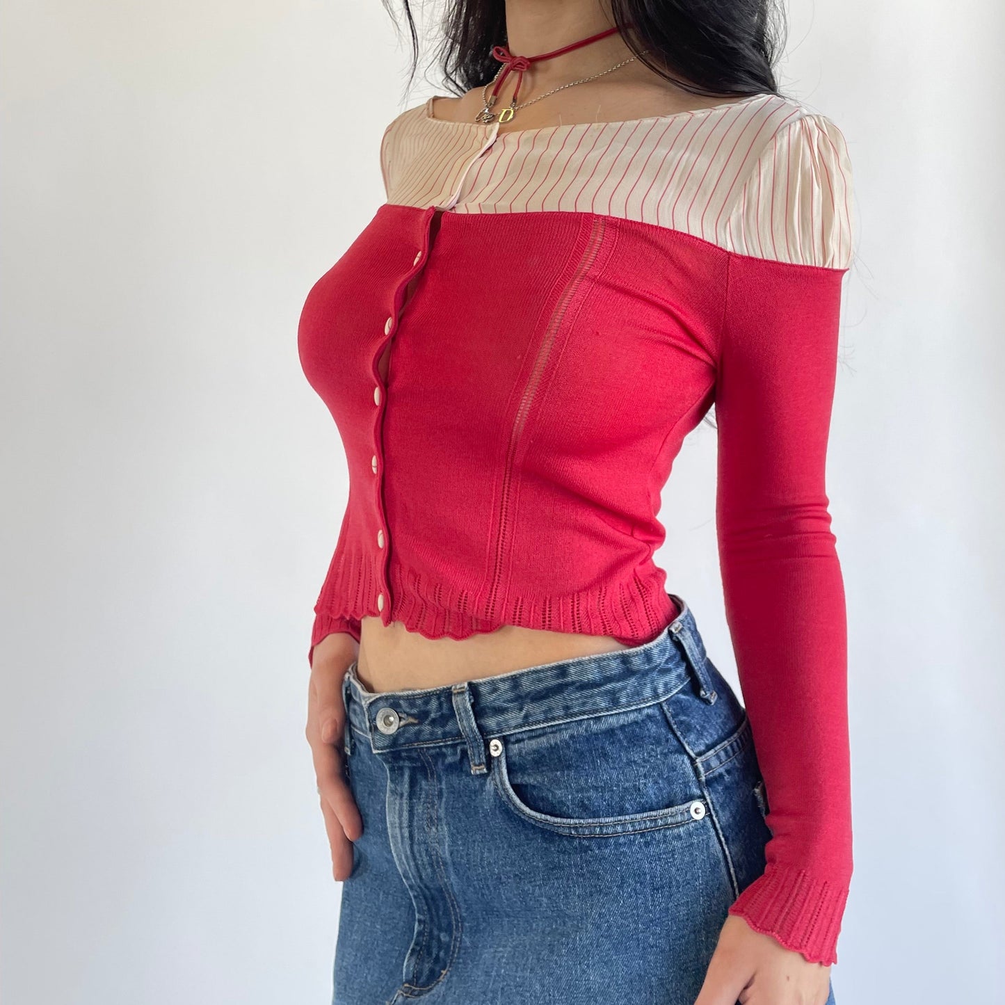 anna molinari puff sleeve cardigan