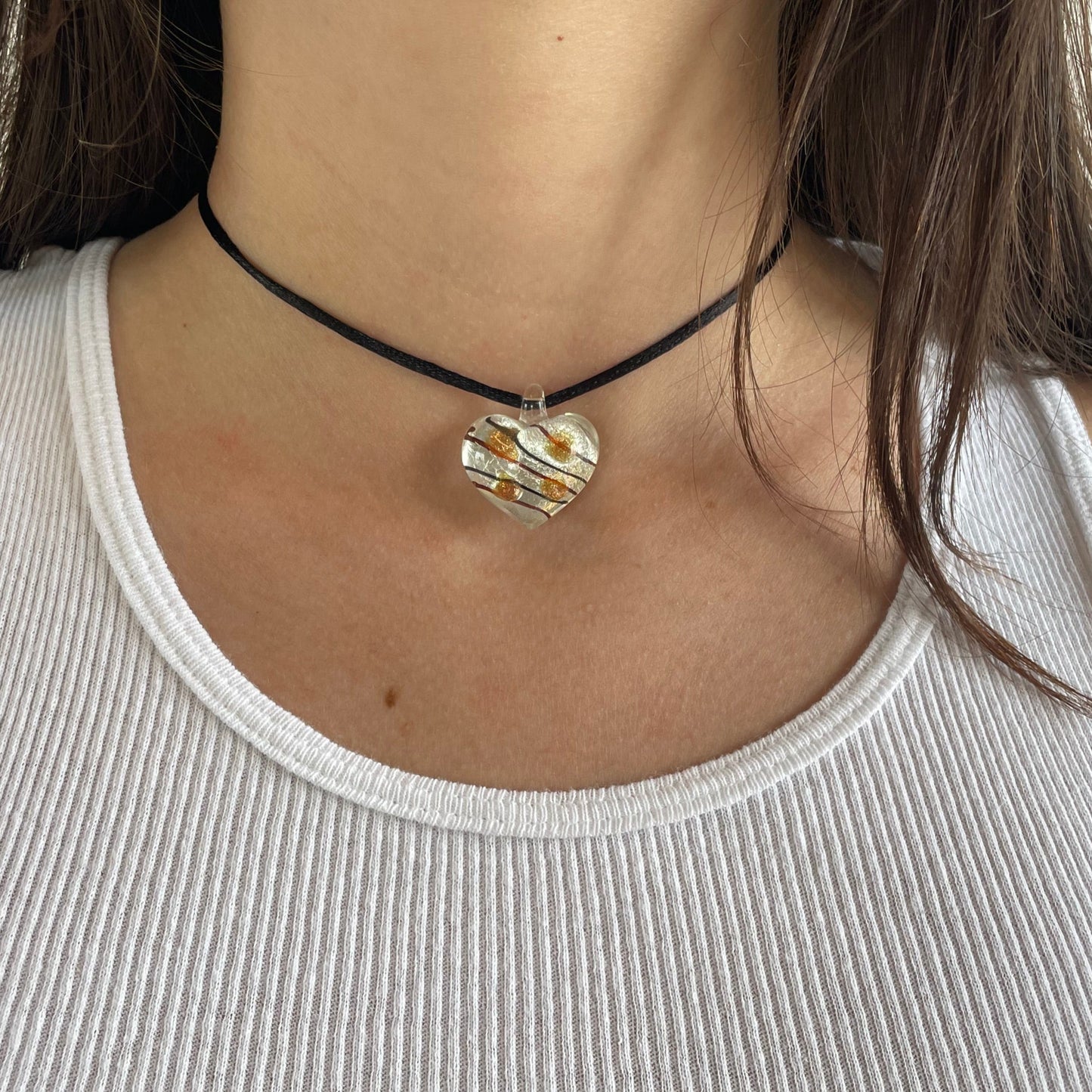silver heart choker