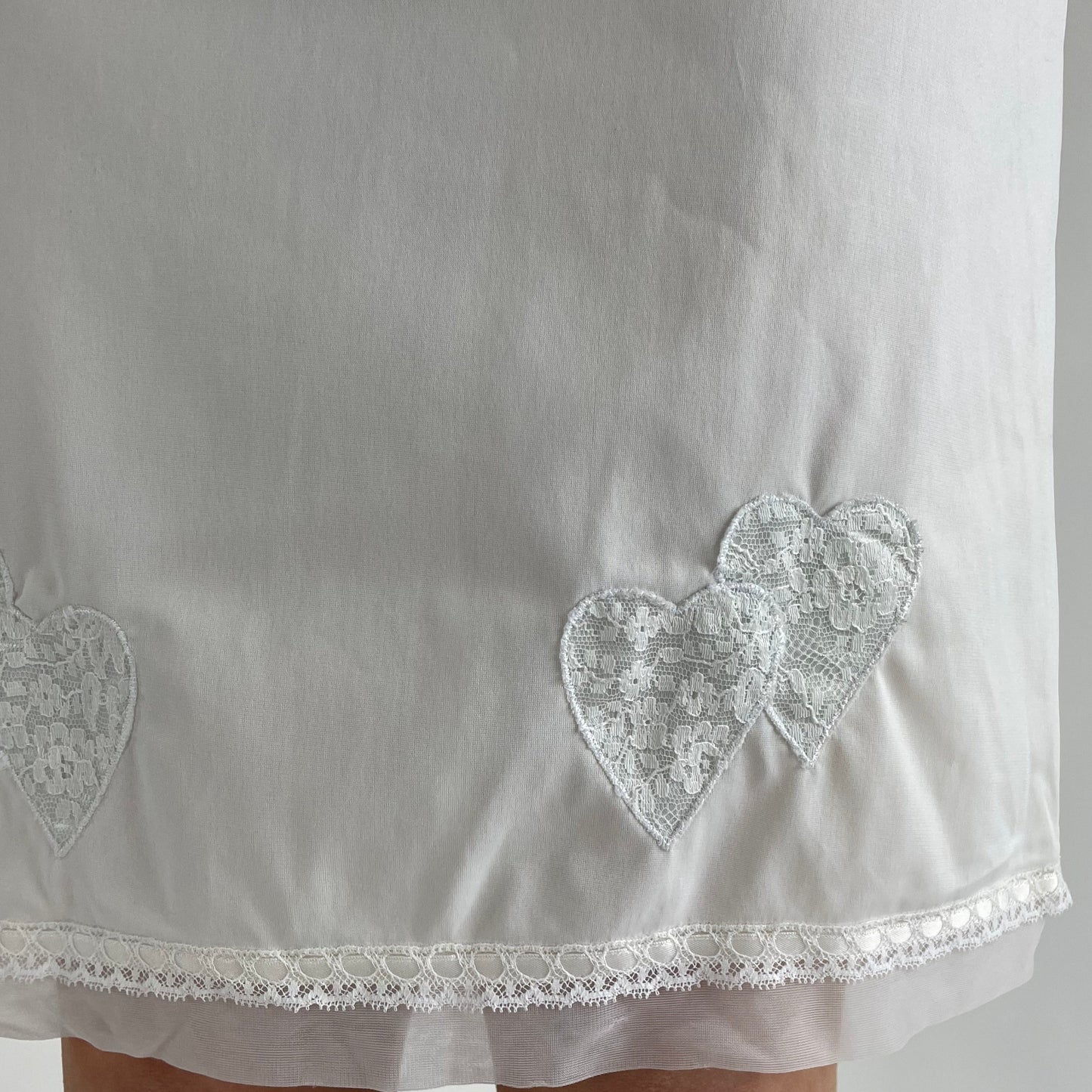 white heart slip skirt