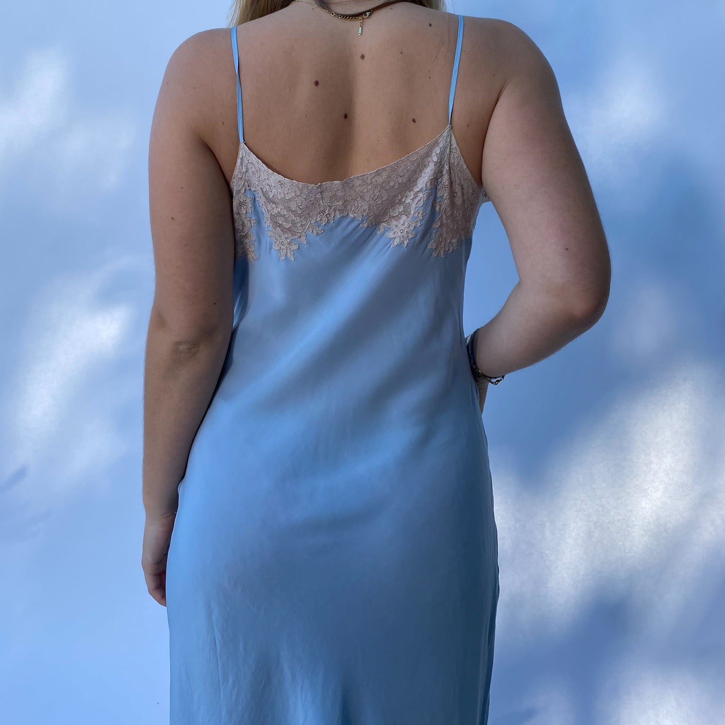 robins egg slip dress