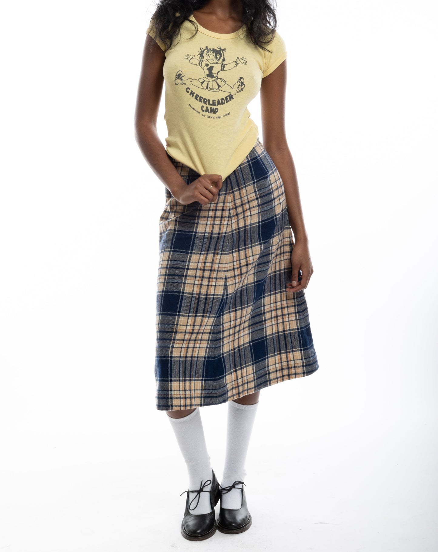 plaid midi skirt