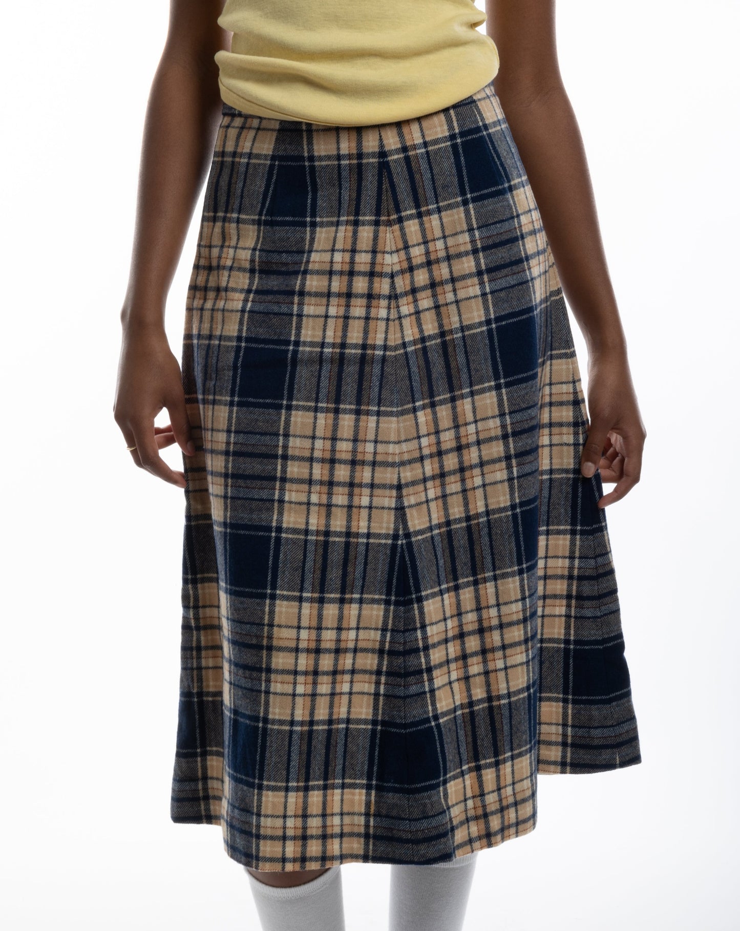plaid midi skirt