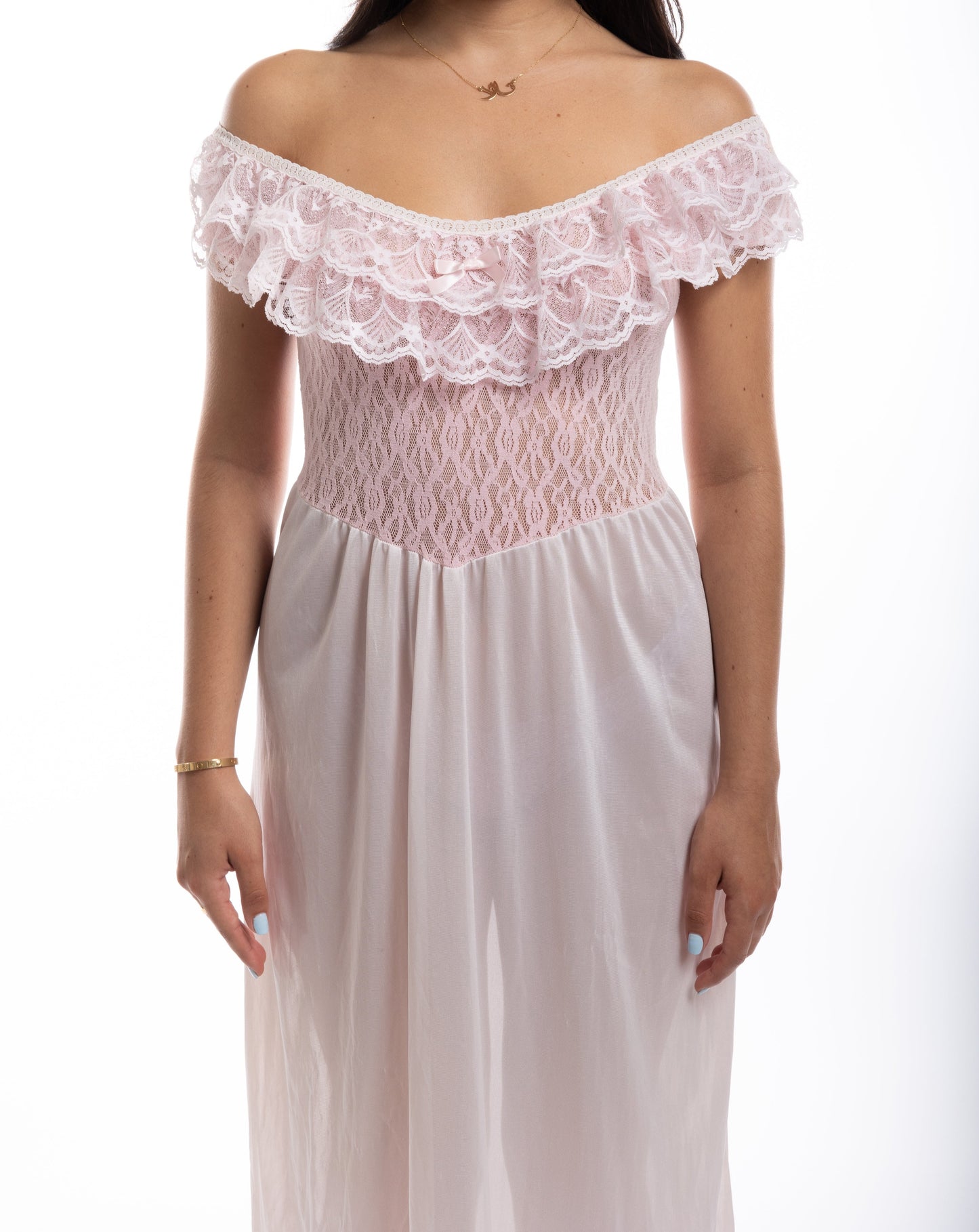 pink lace maxi dress