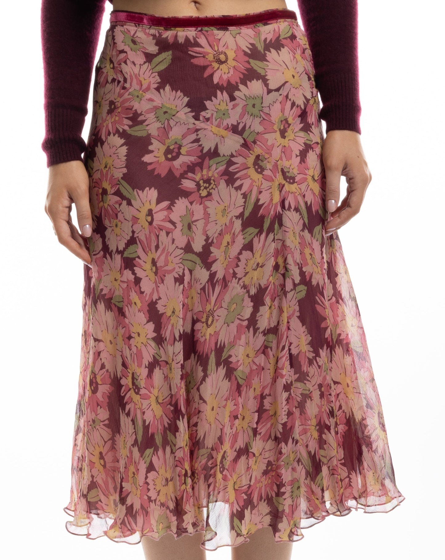 blumarine burgundy skirt