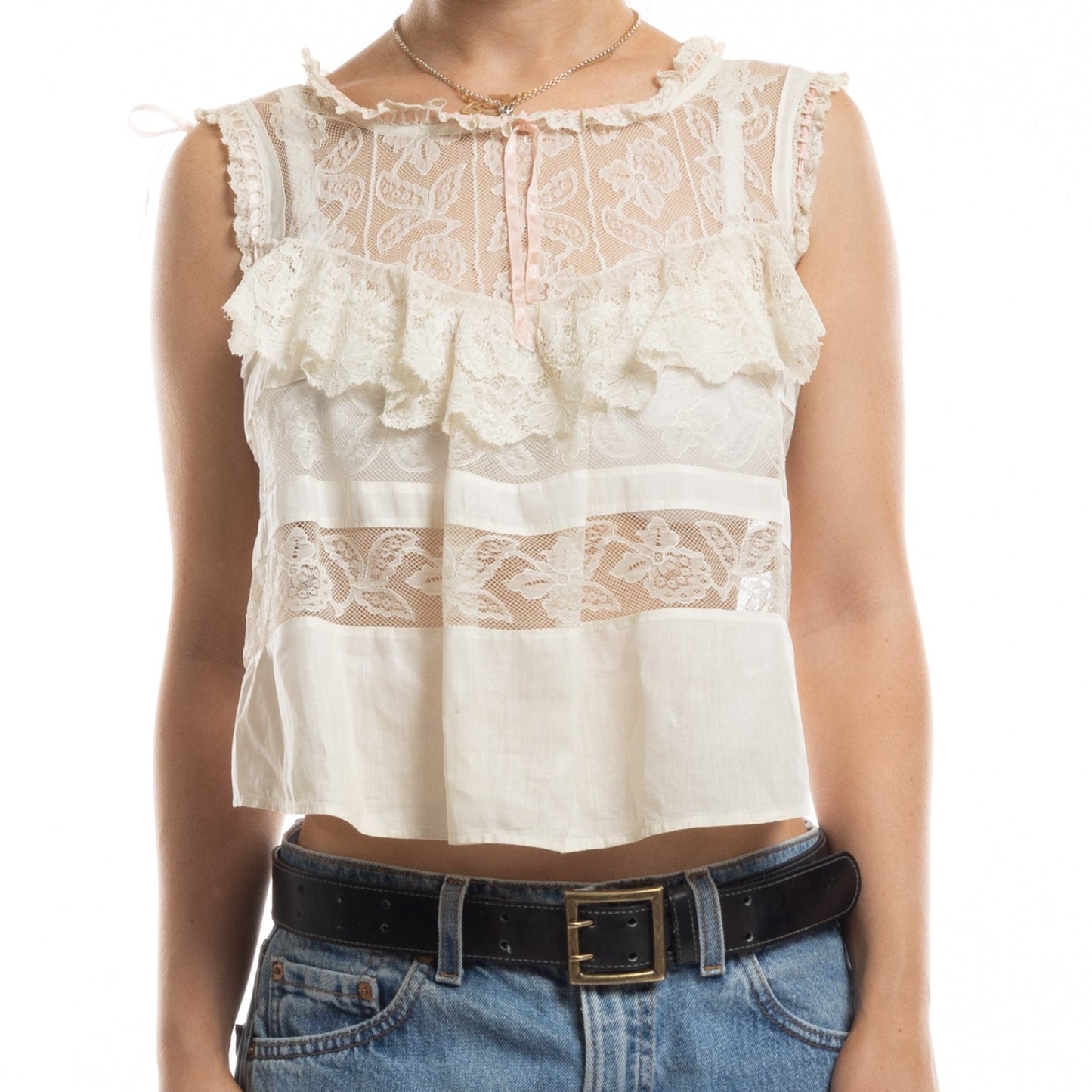 cream lace antique top