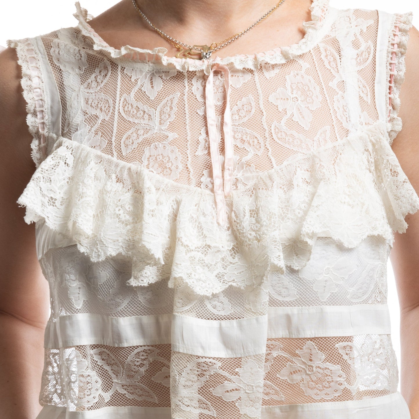 cream lace antique top