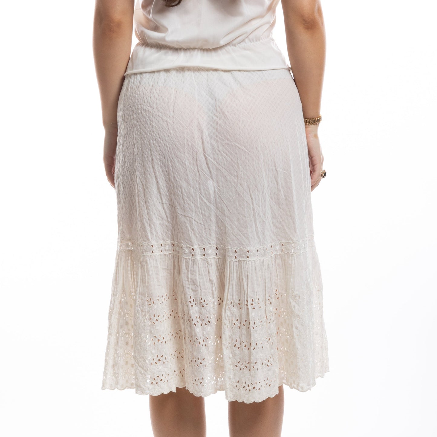 cream midi skirt