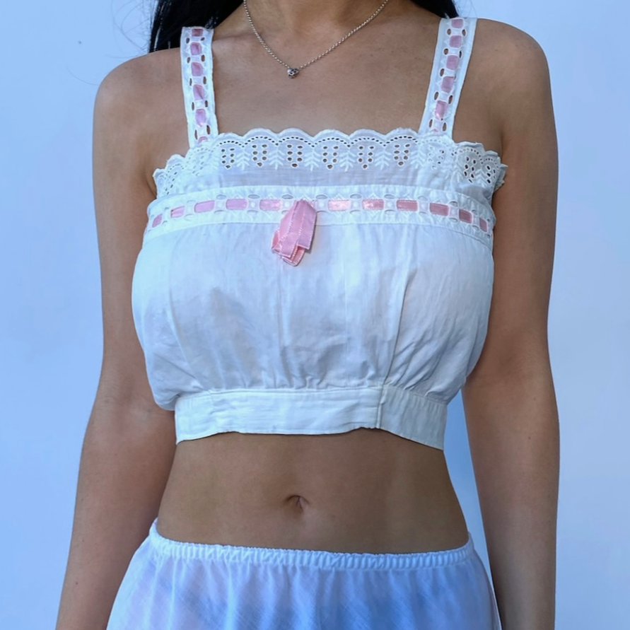 pink ribbon corset cover