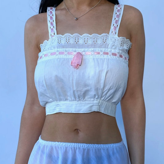 pink ribbon corset cover