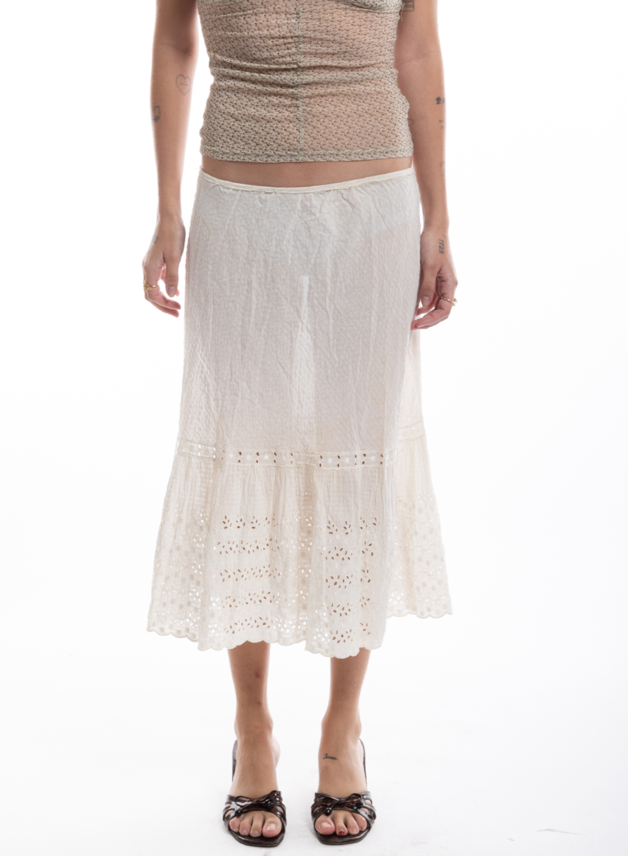 cream midi skirt