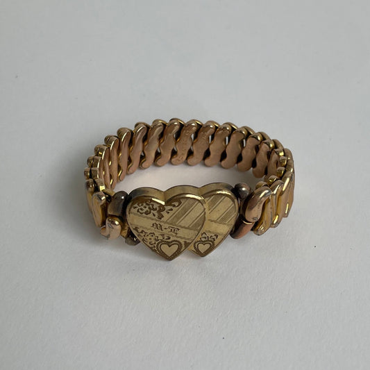 gold fill twin heart bracelet