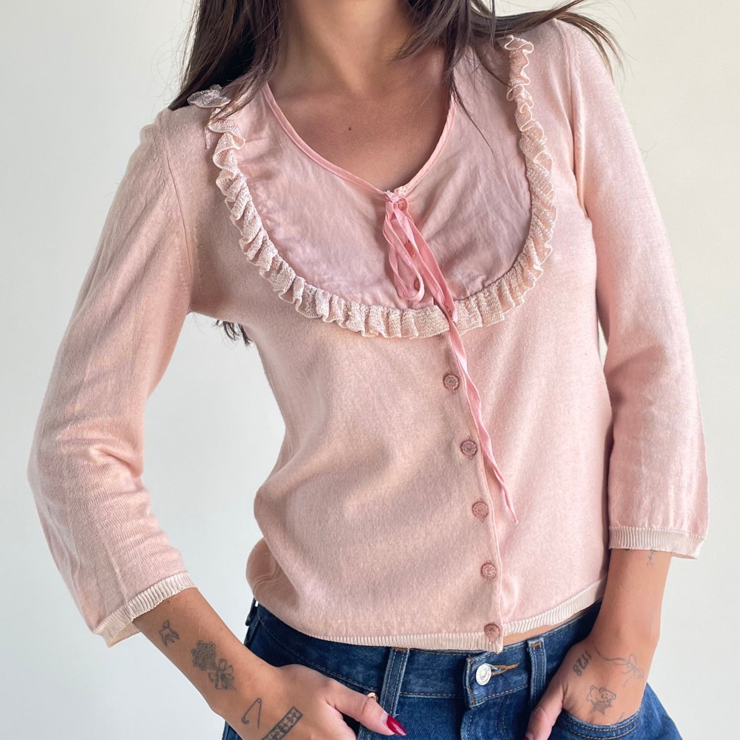 anna molinari pink cardigan