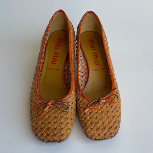 miu miu woven ballet heels