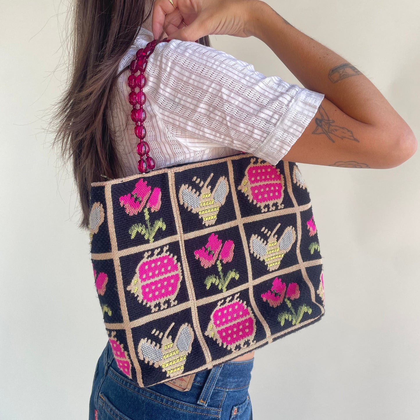 anna sui needlepoint tote