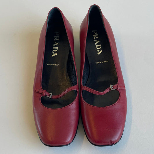 prada red mary janes