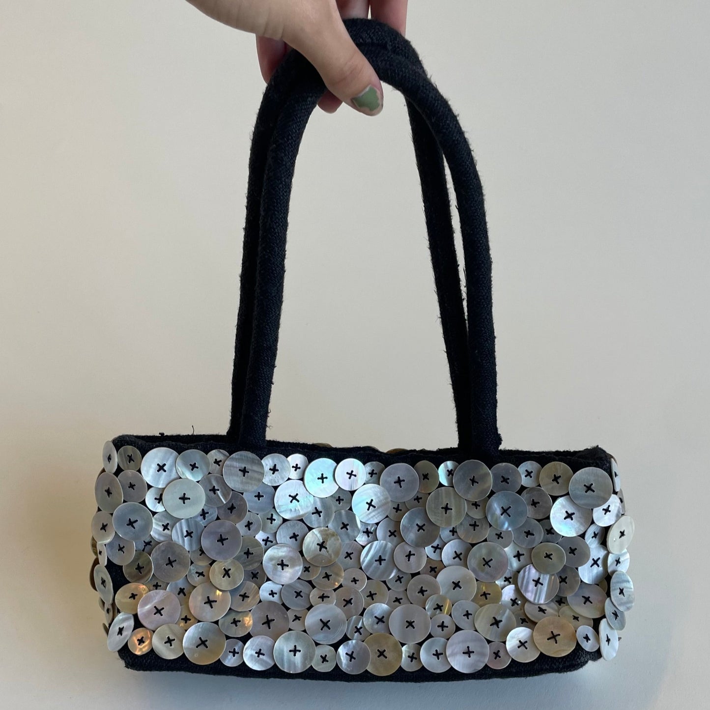 pearl button purse