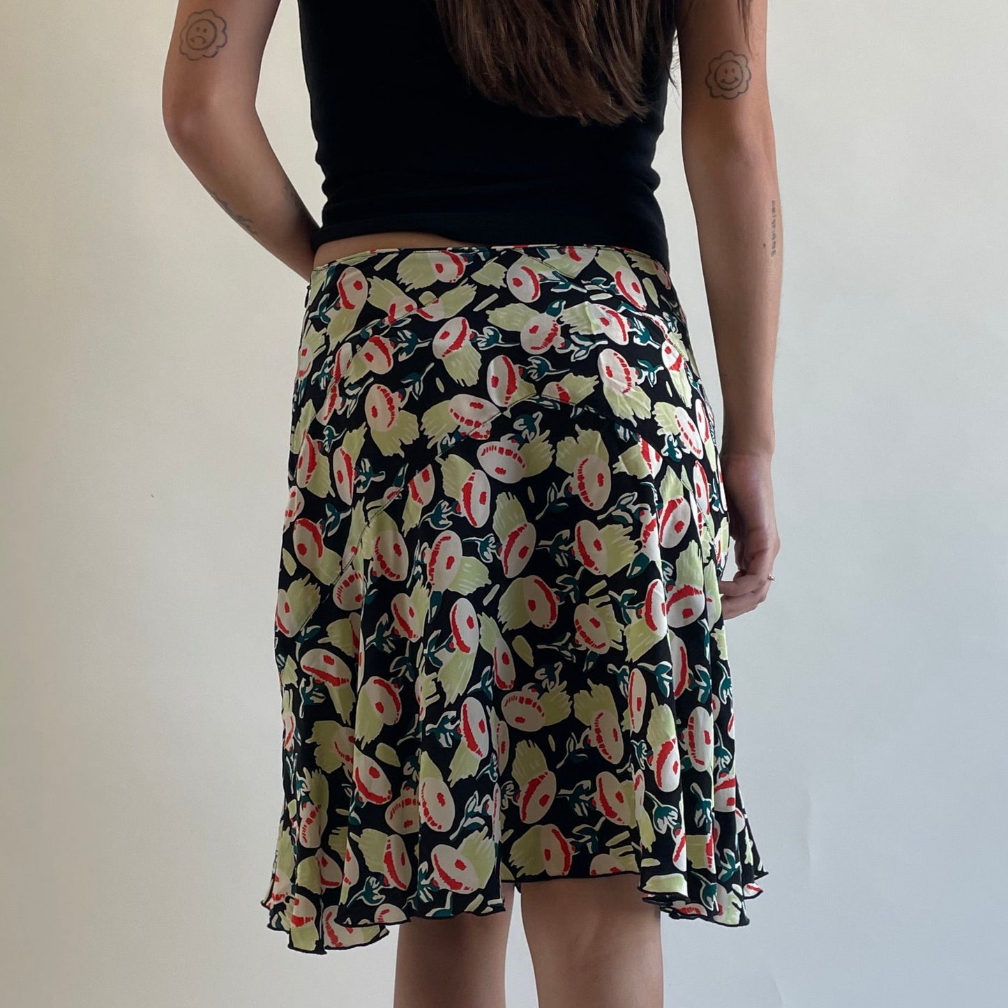 anna sui silk floral skirt