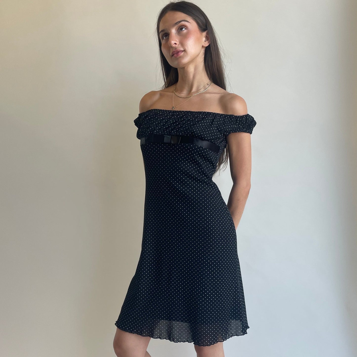 polka dot mesh dress