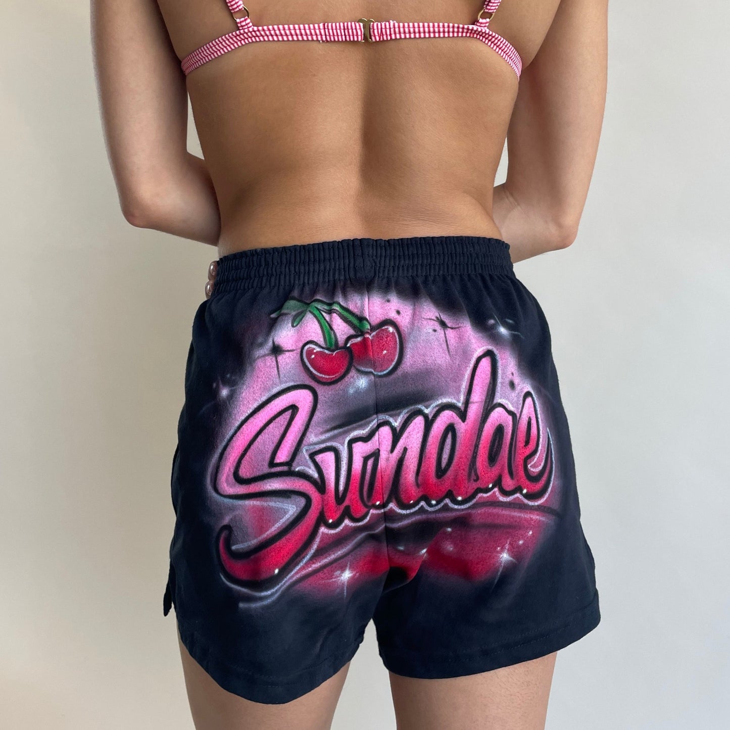 airbrushed cherry shorts