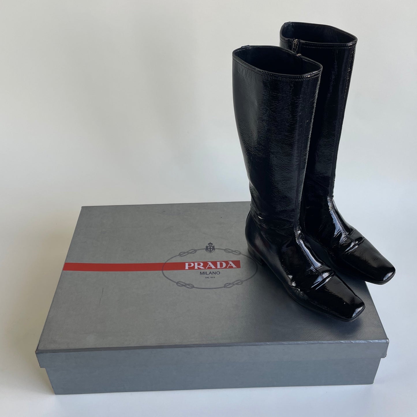 prada patent leather boots