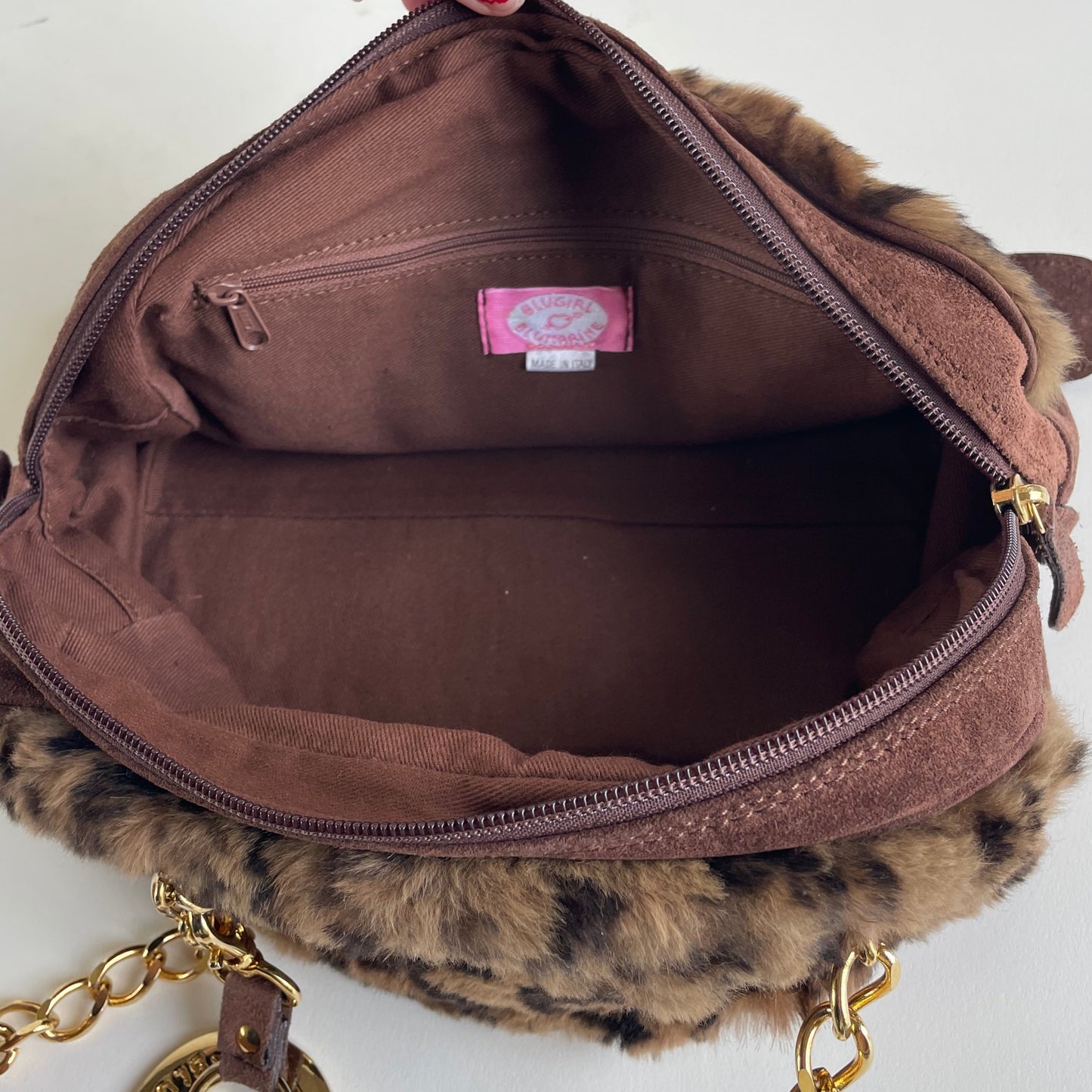 blumarine fur cheetah bag