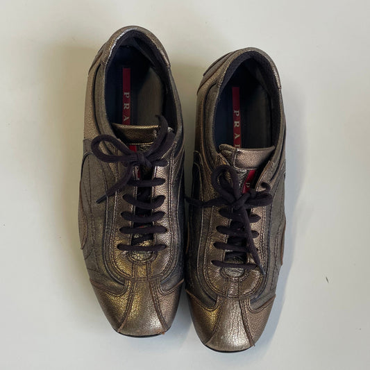 prada gold sneakers