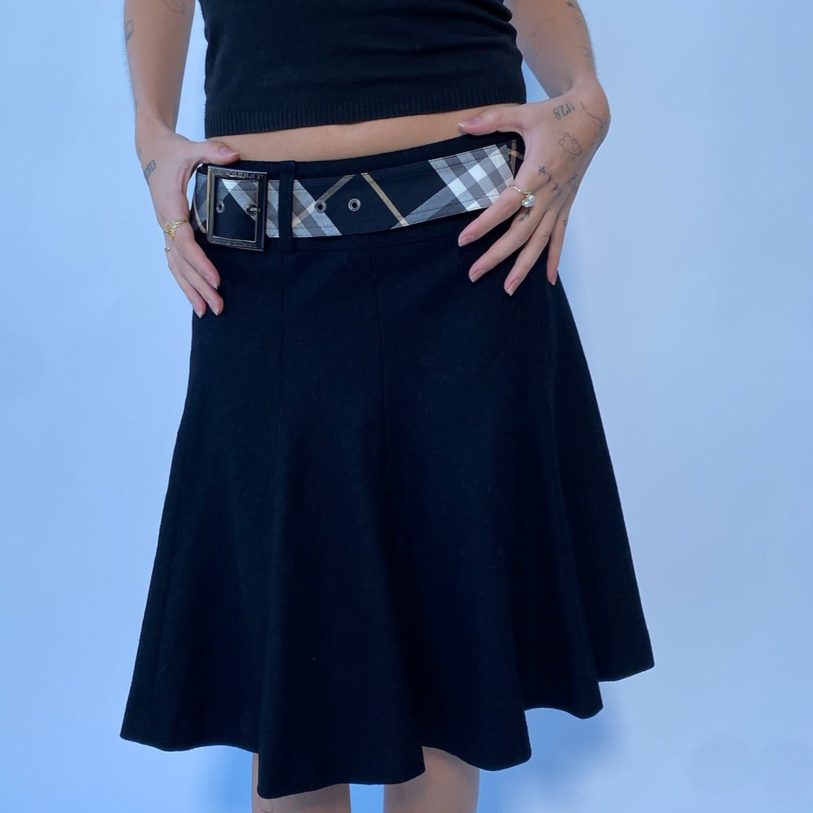 black burberry skirt