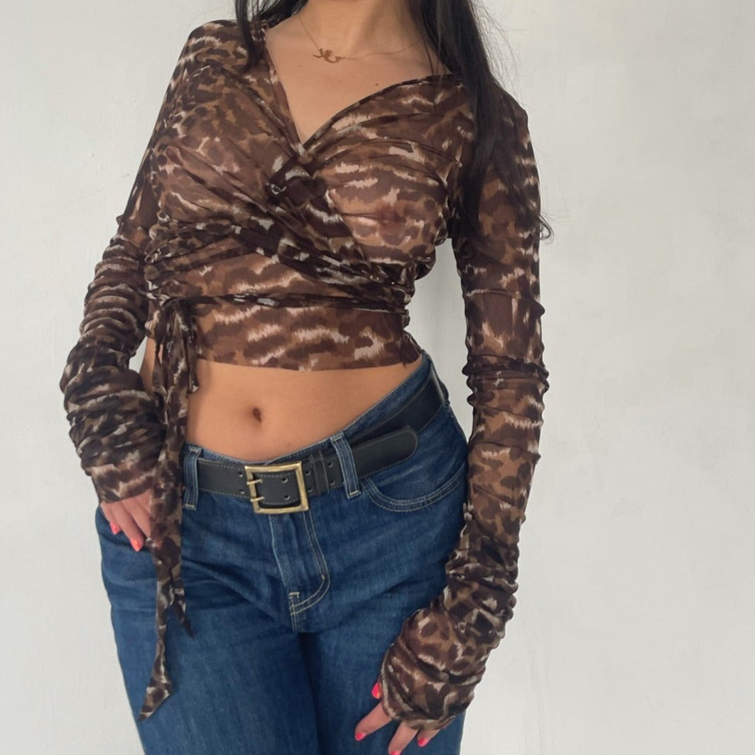 leopard wrap top