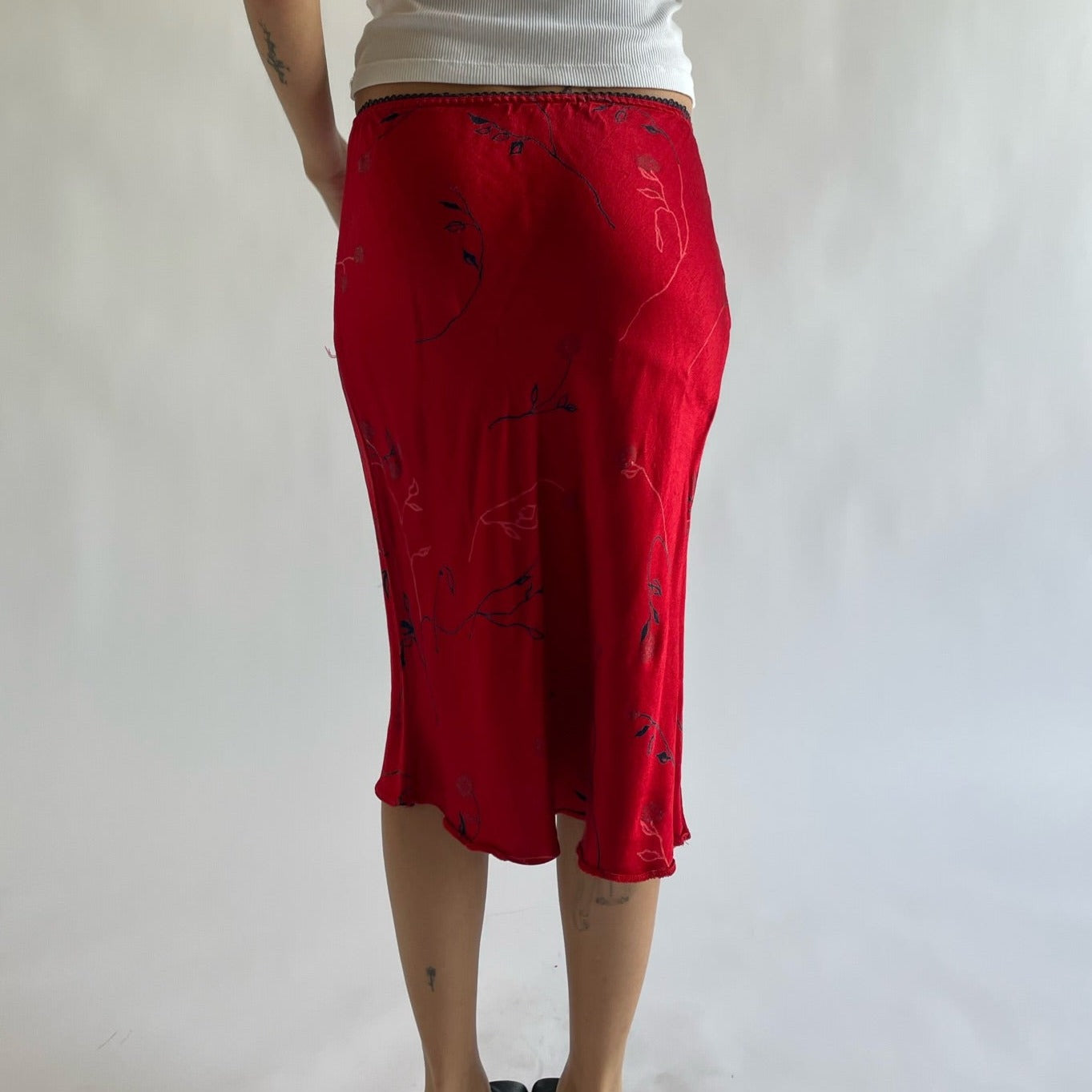 red midi skirt