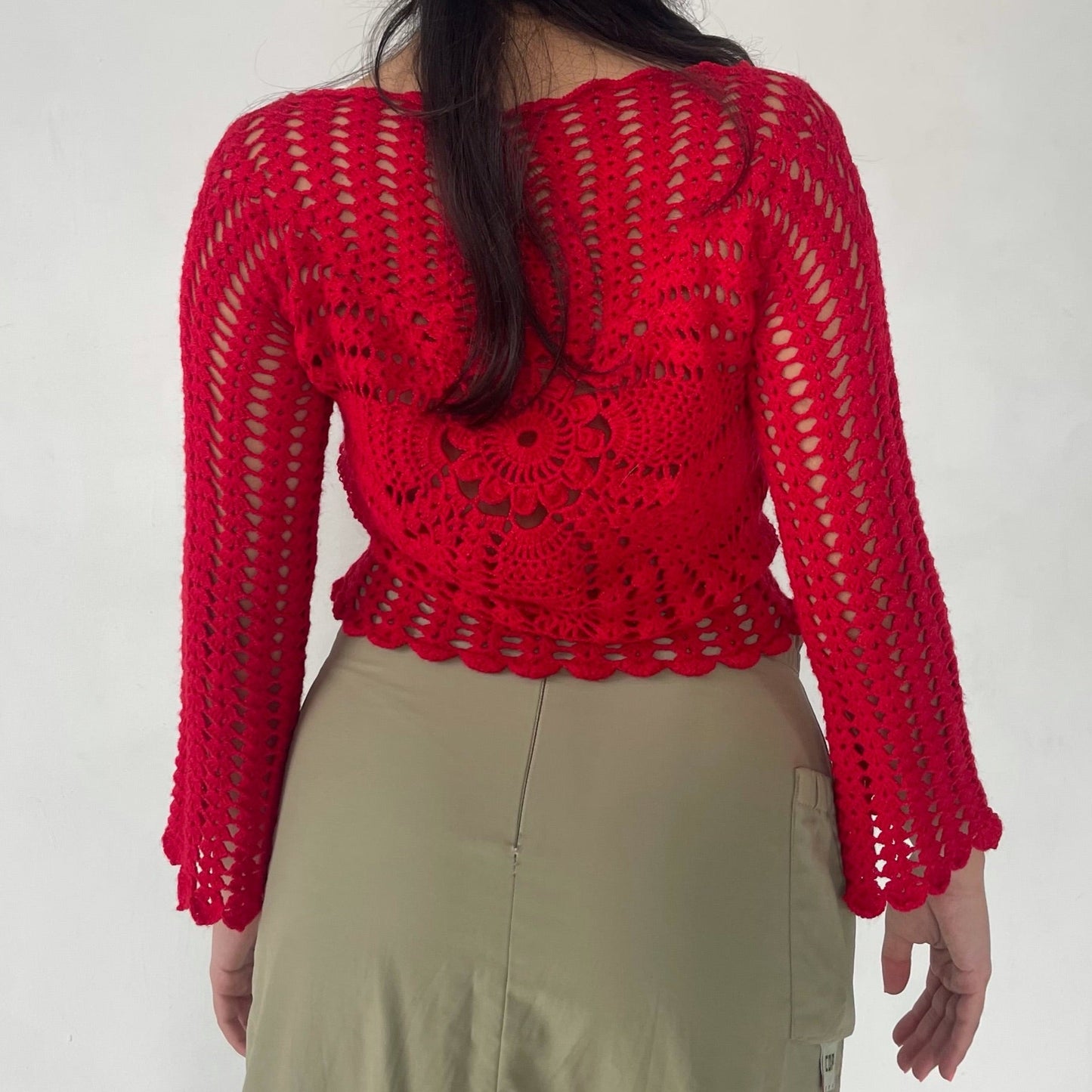 red crochet top