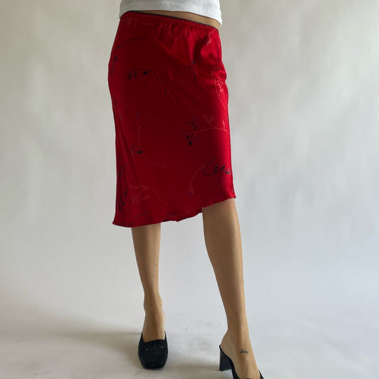 red midi skirt