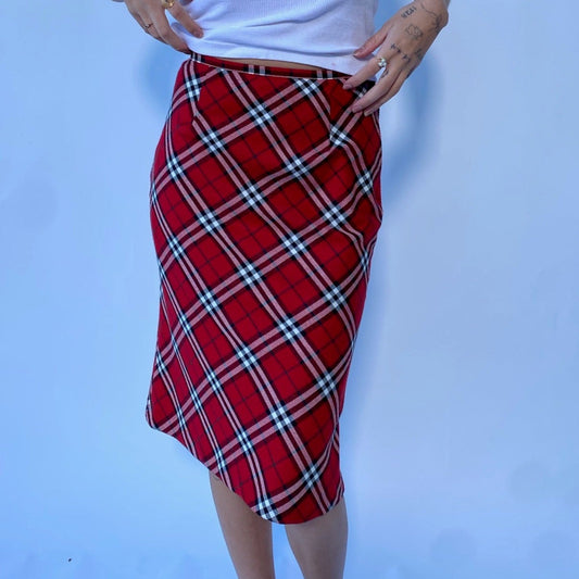 red plaid skirt